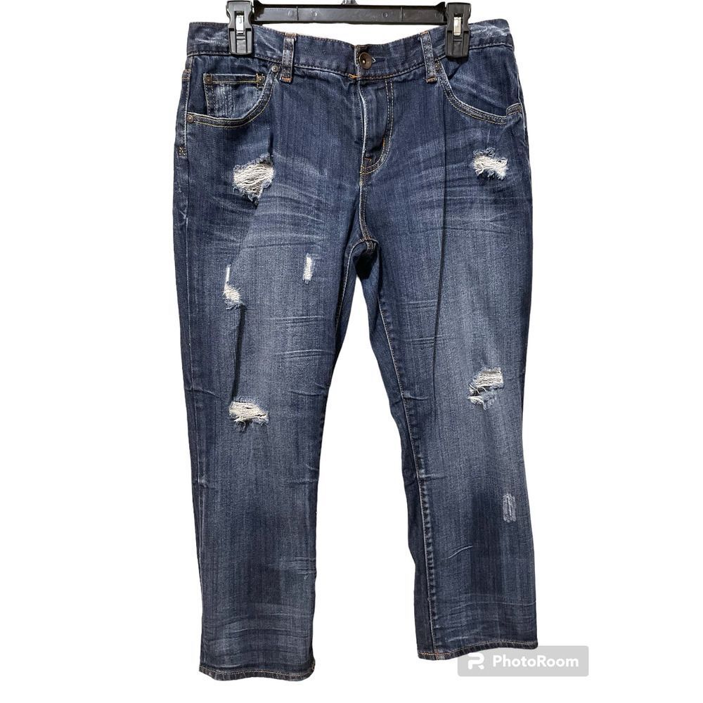 Refuge Straight Distressed Ankle Crop Juniors Denim Jeans 2B-3623B Size 9